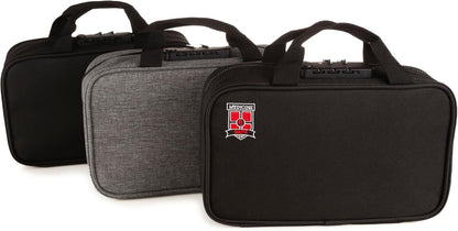 Medicine Safe MTB-1 TSA Approved Locking Toiletry Organizer and Medication Travel Bag for Men and Women, Small Carry On, Non-Hanging, Black with Logo, 10.2 x 7.5 x 1.6 inches
