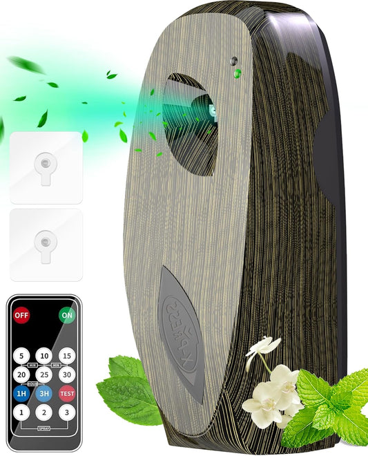 Air Freshener Spray Automatic Air Freshener Spray Dispenser with Remote Control, Automatic Spray Air Freshener 8 Time Interval Settings, Automatic Air Fresheners for Home(Brown)