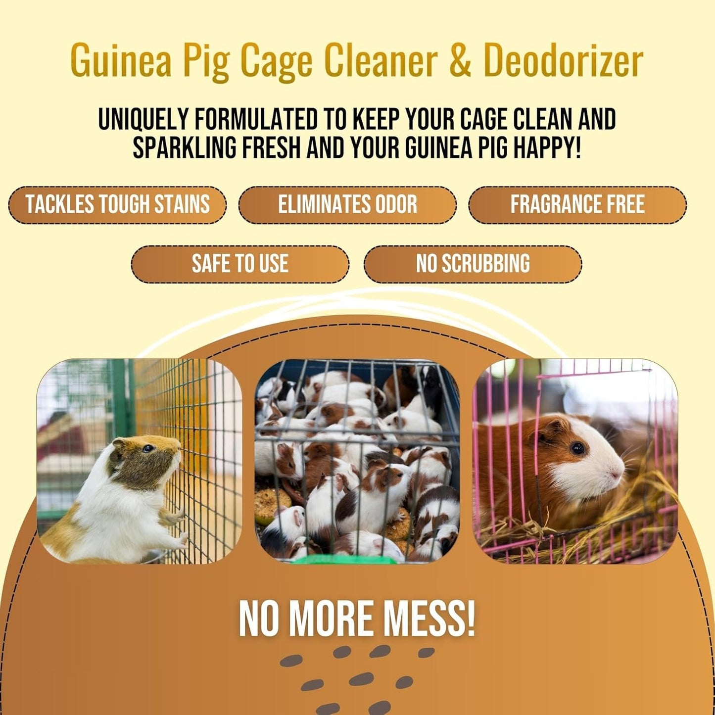 Riverside Essentials 32oz Guinea Pig Cage Cleaner & Deodorizer Spray - Safe & Effective Odor Eliminator for Small Animal Cages - Non-Toxic & Pet Safe Friendly Formula - Made in the USA