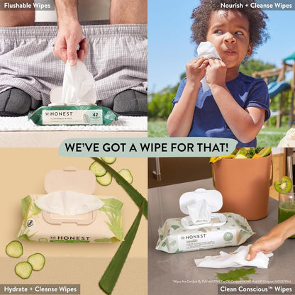 The Honest Company Plant-Based Snot Removing Wipes | Soothing Nose + Face Wipes with Aloe | Hypoallergenic for Sensitive Skin, EWG Verified | Fragrance Free, 60 Count
