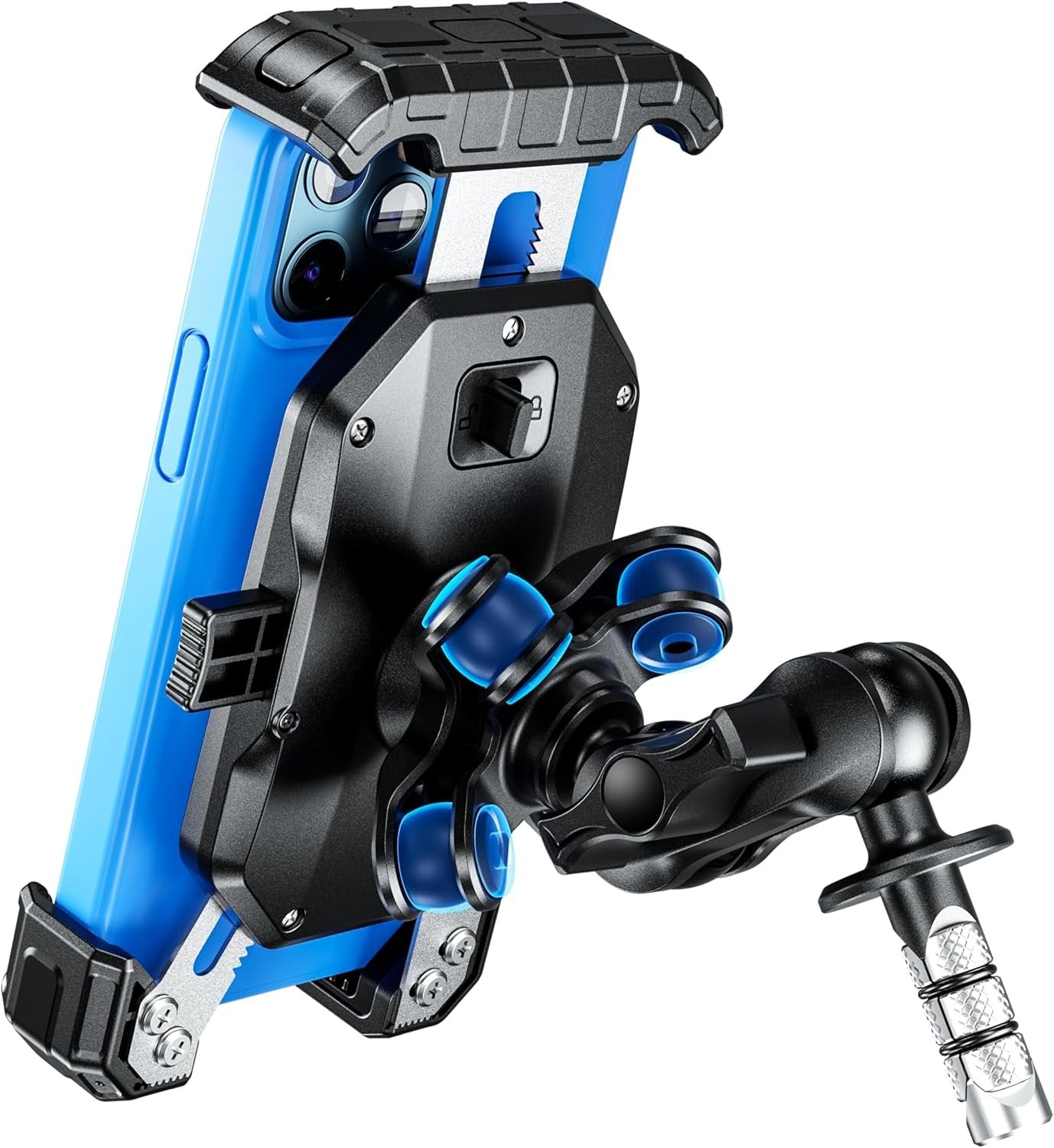 Kewig Motorcycle Fork Stem Phone Mount Holer with Vibration Dampener, Anti-Theft Motorcycle Phone Mount, [1s Lock & Release] Fits for Fork Stem 12-25.4mm in Diameter, for 5.5-7.2" Cellphones