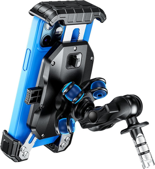 Kewig Motorcycle Fork Stem Phone Mount Holer with Vibration Dampener, Anti-Theft Motorcycle Phone Mount, [1s Lock & Release] Fits for Fork Stem 12-25.4mm in Diameter, for 5.5-7.2" Cellphones