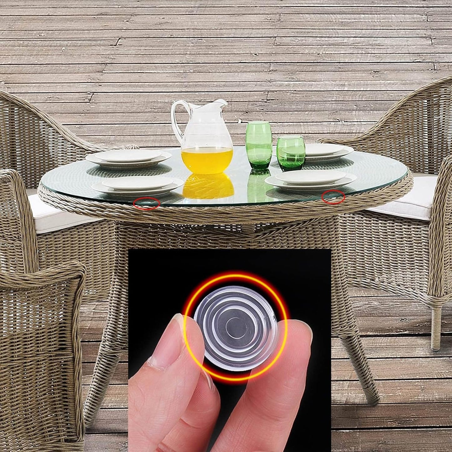 Tempered Glass Round Table Top Smooth Surface with Anti Skid Pad Kitchen Dining Table Protector Negotiation Table Cover Small Lazy Susan Clear Color