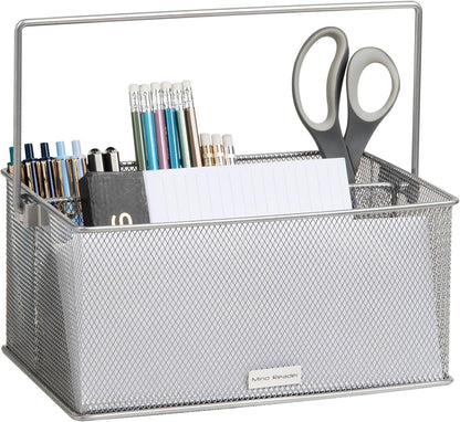 Mind Reader Utensil Holder, Silverware Organizer, Caddy, Cutlery Holder, Kitchen, Metal Mesh, 25.4L x 17.8W x 12.1H cm, Silver