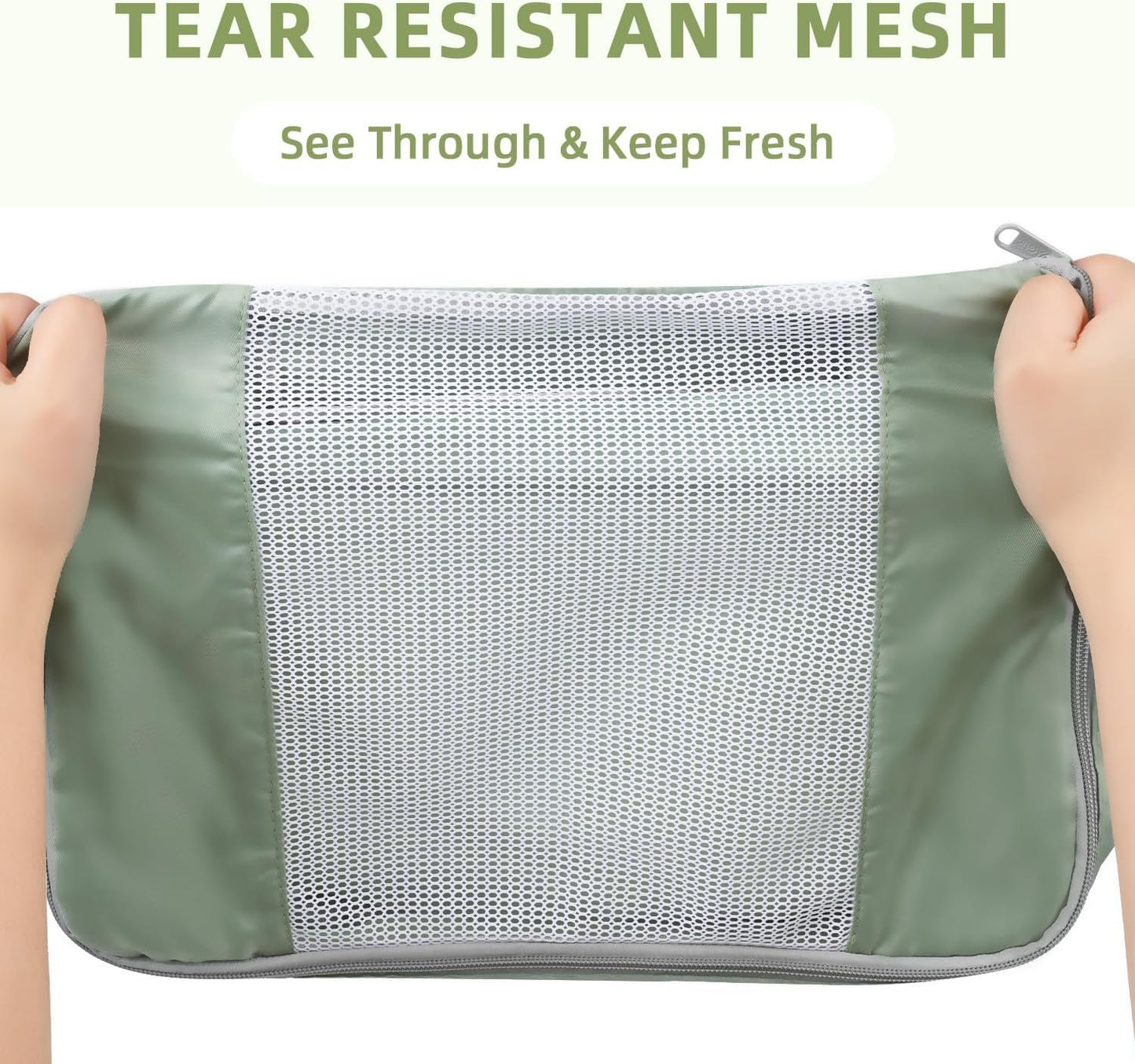 BAGAIL 8 Set Packing Cubes Various Sizes Packing Organizer for Travel Accessories Luggage Carry On Suitcase-Matcha Green