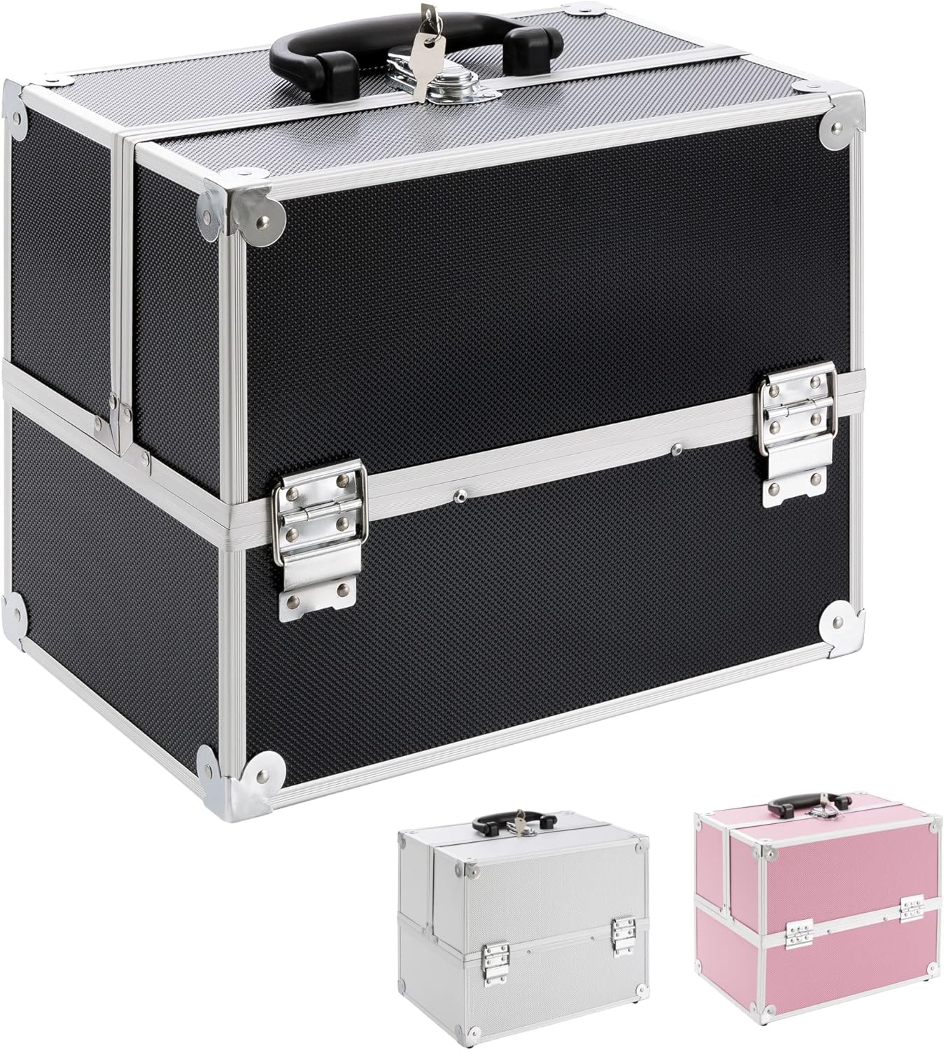 Arebos 15L Cosmetic Case | Makeup Case | Makeup Storage | Travel Organiser | Hairdressing & Makeup Artist, Black