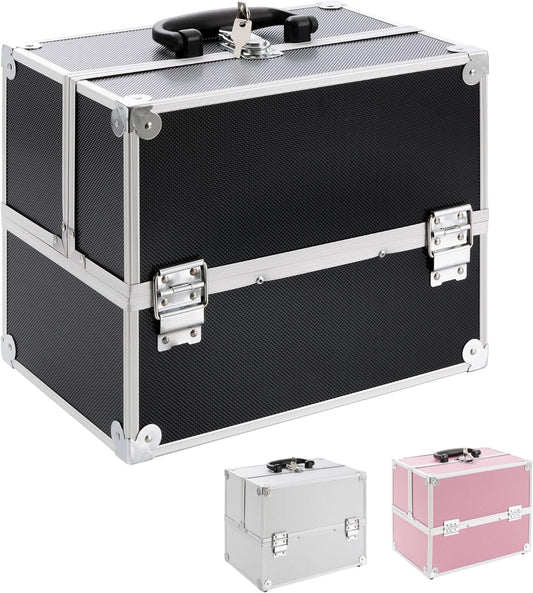 Arebos 15L Cosmetic Case | Makeup Case | Makeup Storage | Travel Organiser | Hairdressing & Makeup Artist, Black