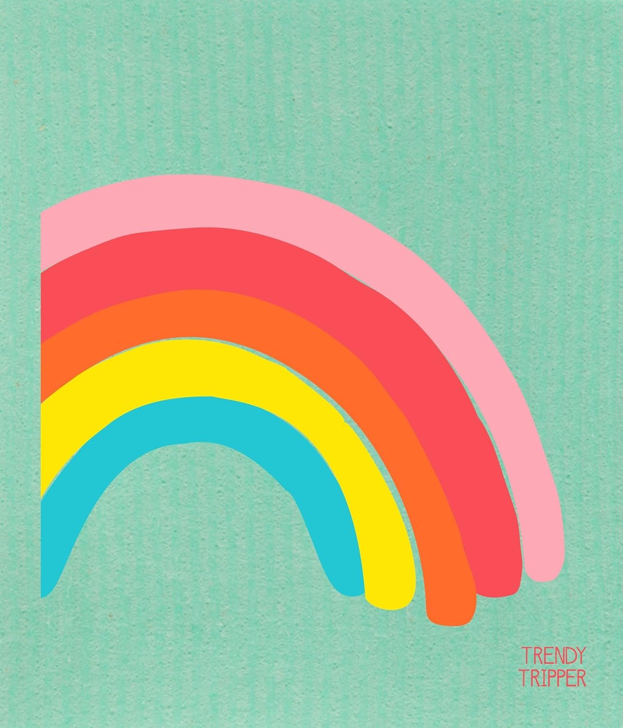 Trendy Tripper Earth-Friendly Reusable Compostable Eco Sponge Cloth | AKA Swedish Dishcloth | Bespoke Rainbow (3 Multicolor on Pastels)