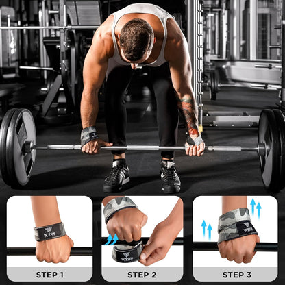 Wyox Figure 8 Weight Lifting Straps with Neoprene Wrist Support Pair (Black)