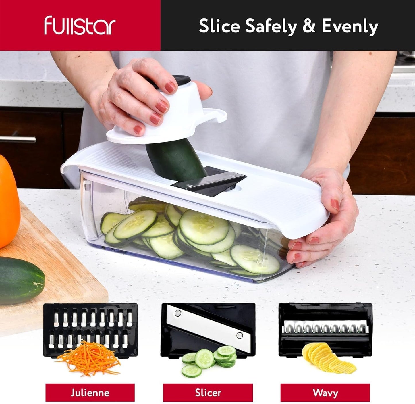 Vegetable Chopper & Mandoline Slicer with Container - Veggie Onion Salad Food Cutter Dicer - Julienne & Wavy Slicer - Grater Zester - Kitchen Tools Gadgets - Home Essentials (8-in-1 PRO White)