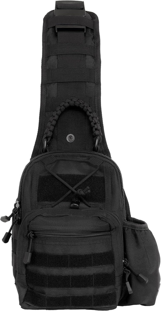 Sling Bag for Men - Lightweight & Compact EDC Gear Bag for Travel, Range, Hiking, Outdoor Sports - Weatherproof and Durable Nylon Crossbody Range Bag Day Pack - Black CCW Sling Bag, Black, Regular