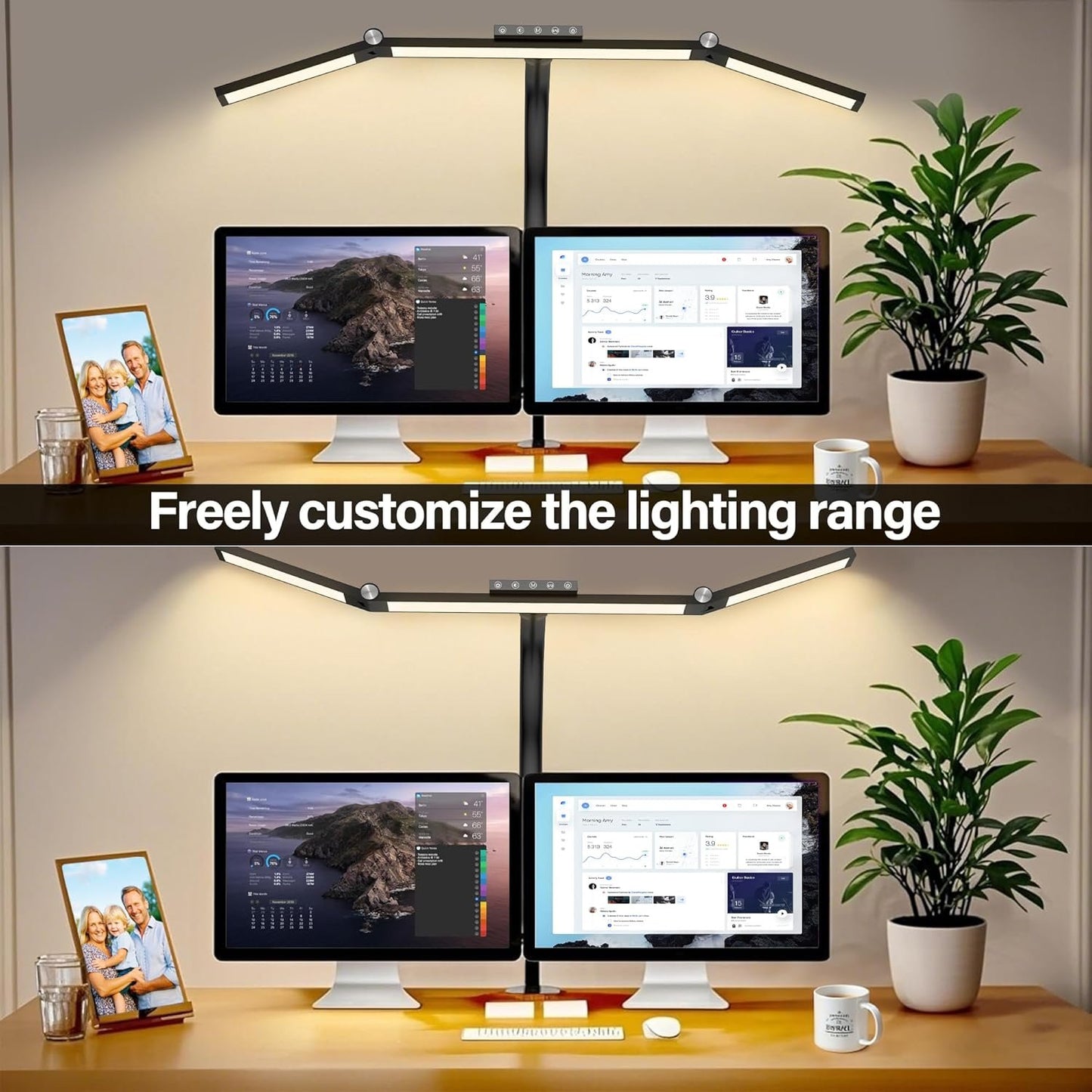 VOURTM LED Desk Lamp with Clamp, 24W Eye-Care Desk Light with Smart Remote, Stepless-Dimming and Color Temp Control, Architect Desk Lamp for Home Office, Workbench, Reading, Study, Painting
