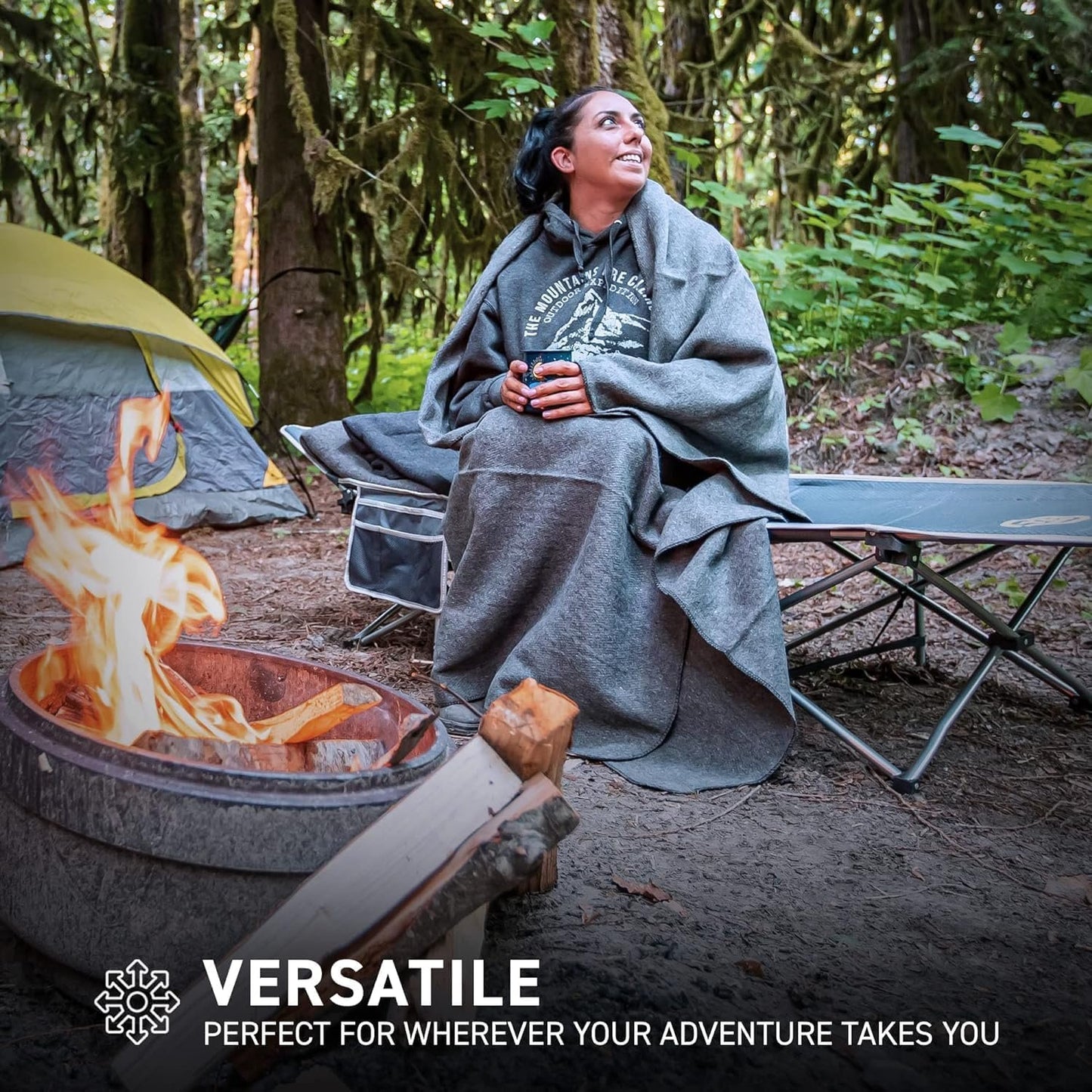 72HRS Wool Blanket, Washable, Durable, Warm, Lock Stitching, 2.0 lbs, 51” x 80”, Autumn, Winter, Survival Kit, Emergency, Recreational Use (50% Wool, 1 Pack)