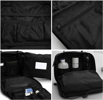 SMONT Mens Toiletry Travel Bag With Double Side full Open Design Travel Toiletry Organizer Dopp Kit Shaving Hygiene Bag Bathroom Hanging Toiletry Bag for Short Trips Tactical Toiletry Bag, Black