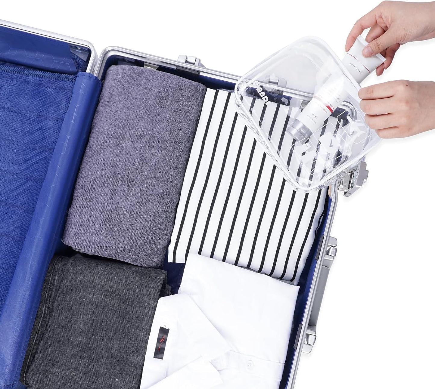Clear Travel Toiletry Bags with Zippers Portable Waterproof Travel Accessories Quart Size Toiletries Cosmetic Pouch Makeup Bags for Men and Women (2pcs White)