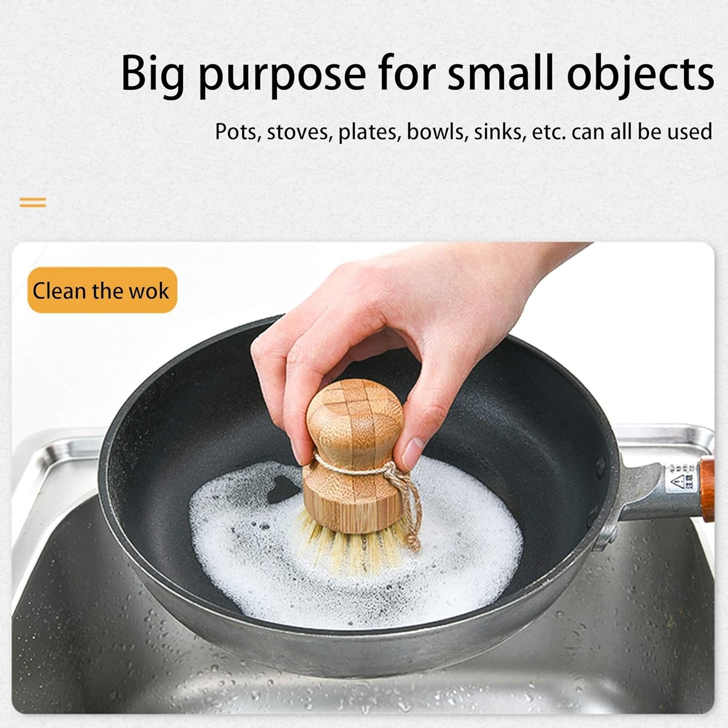 Natural Sisal Dish Washing Brush Bamboo Round Scrub Brush Pots Pans Vegetables Household Cleaning Brush… (Palm)