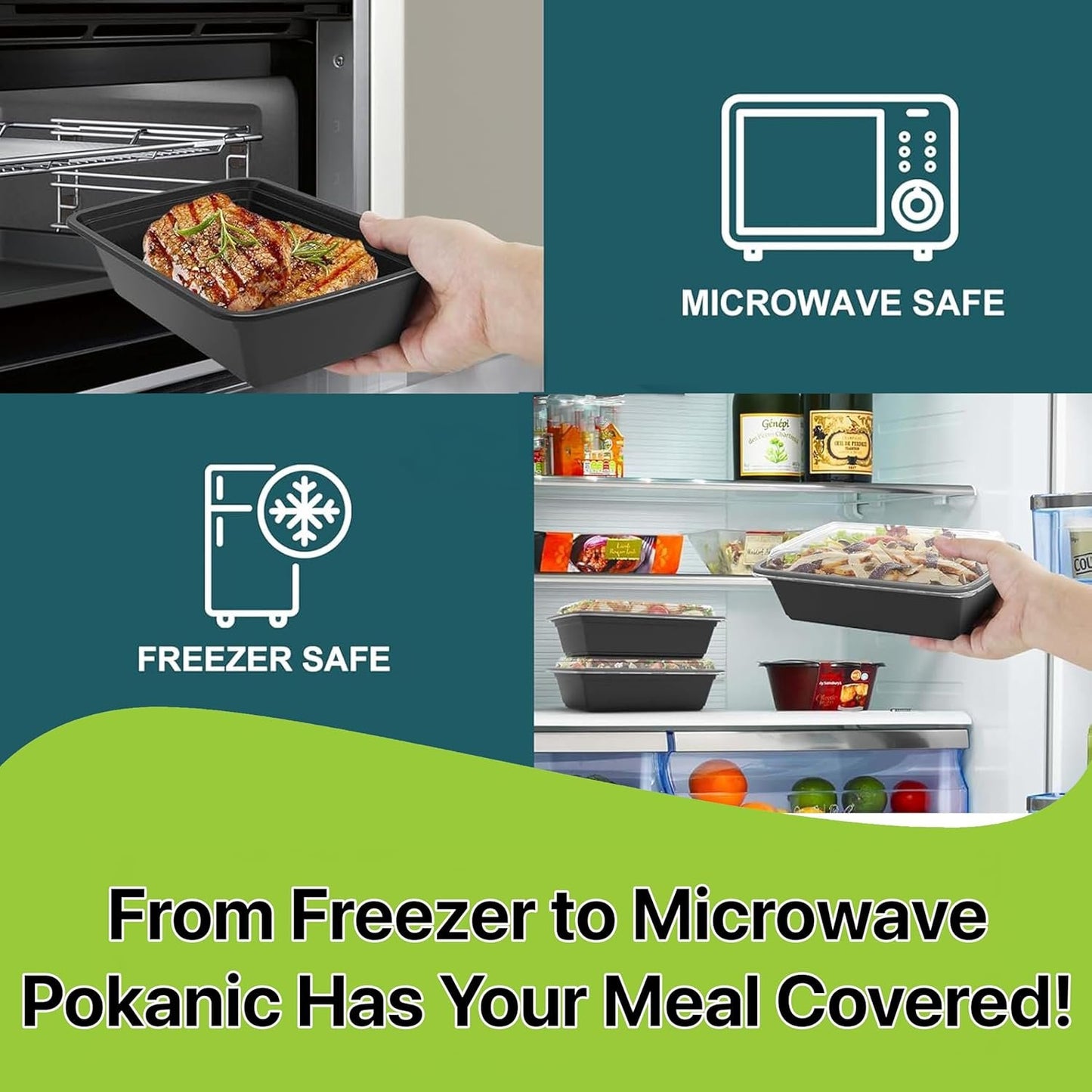 Pokanic Meal Prep Containers [10 Set] 24 oz with Lids, 1 compartment, Stackable, Reusable, Leakproof, Food Safe, Microwave, Freezer & Dishwasher Safe for Food Prep Storage Bento Box (10 Set, 24 oz)