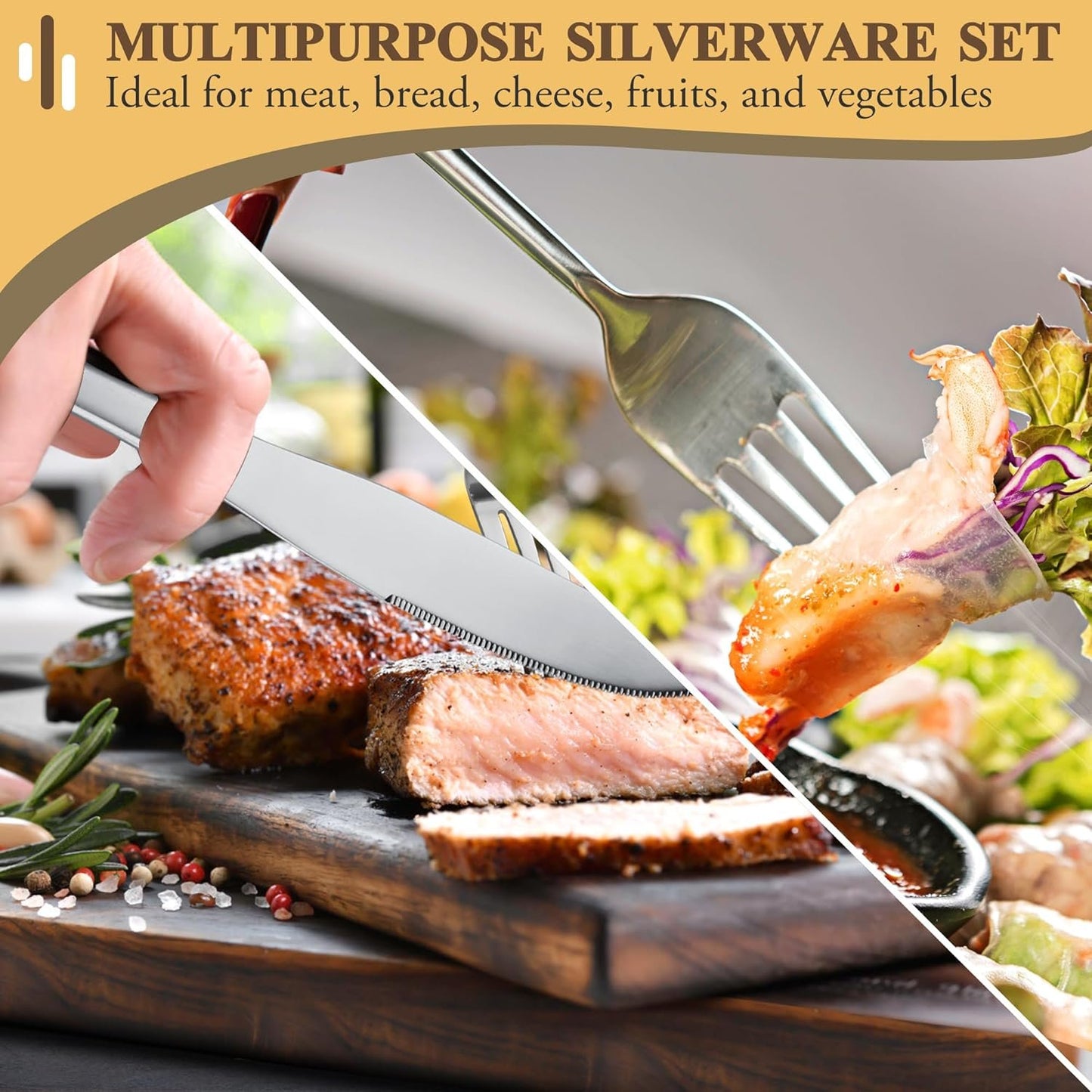 Cutlery Set, 20-Piece Modern Silverware Flatware Set, Stainless Steel Utensils Set Service for 4, Include Knife/Fork/Spoon, Mirror Polished, Dishwasher Safe