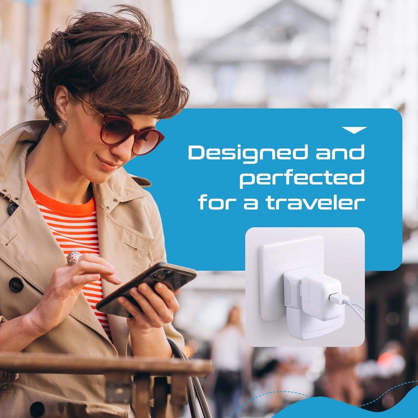 Ceptics Canada to Italy, Chile, Libya Travel Adapter (Type L) - Dual Input - Ultra Compact - Charge your Cell Phone, Laptops, Tablets (CT-12A, 3 Pack)