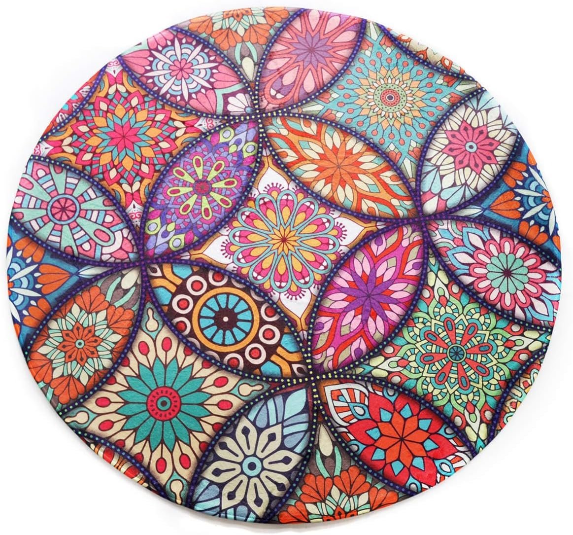 LB Modern Non-Slip Machine Washable Round Rug Living Room Bedroom Bathroom Kitchen Soft Rug Home Decor, 60 x 60 cm