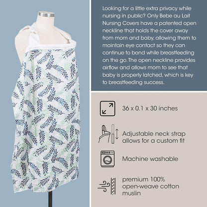 Bebe au Lait Nursing Cover, Apron, Shawl, Privacy Covers for Breast Feeding & Pumping, Breastfeeding Cover for Mom, Soft, & Breathable Muslin Cotton, Full Coverage, One Size Fits All - Athens