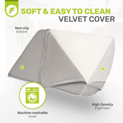 ErgoFoam Adjustable Ergonomic Foot Rest - Grey Metal Frame with Velvet Cover - Under Desk Foot Rest