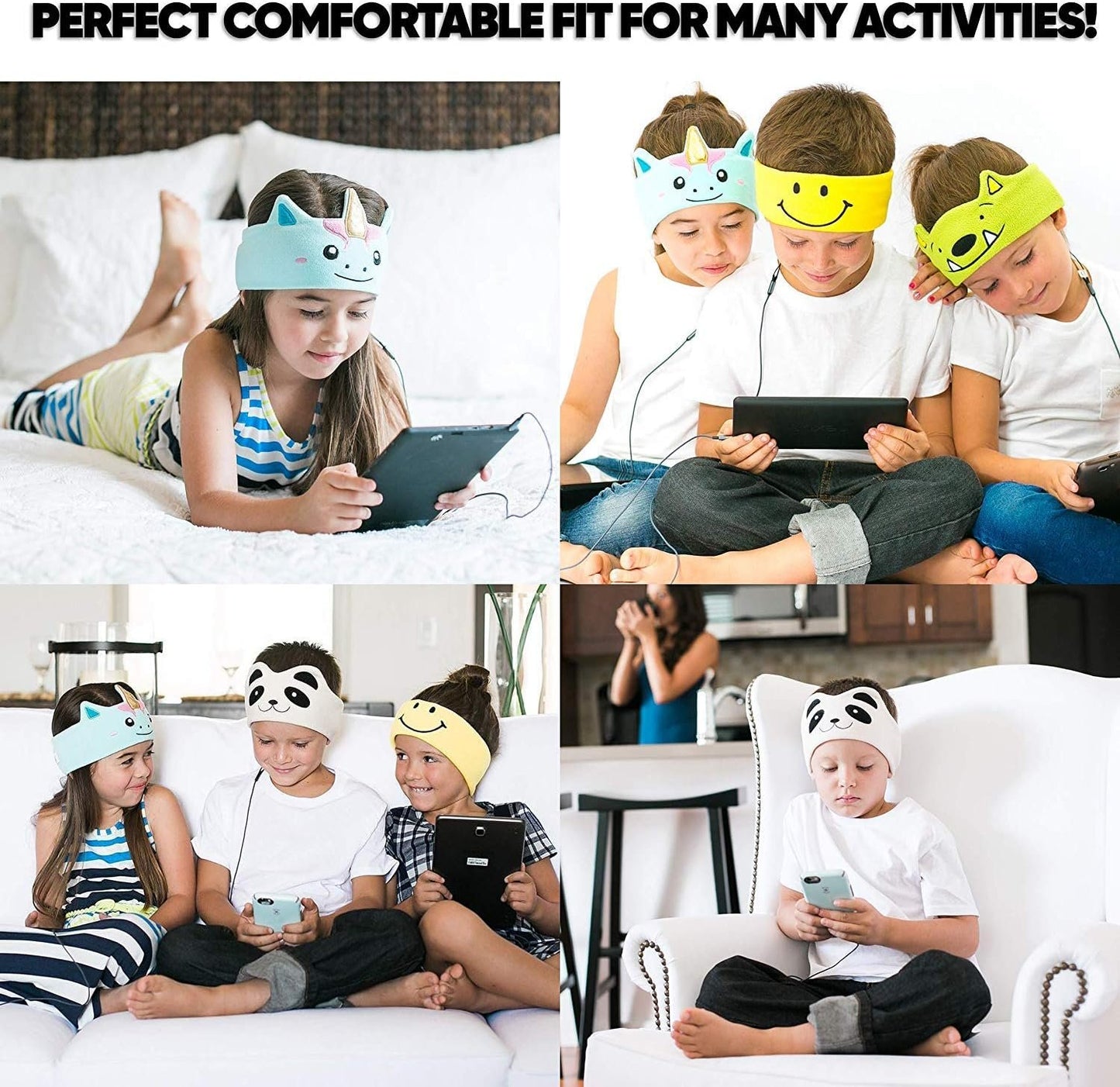 CozyPhones Kids Headphones Volume Limited with Thin Speakers & Super Soft Fleece Headband - Perfect Toddlers & Children's Earphones for Home, School & Travel - Fox