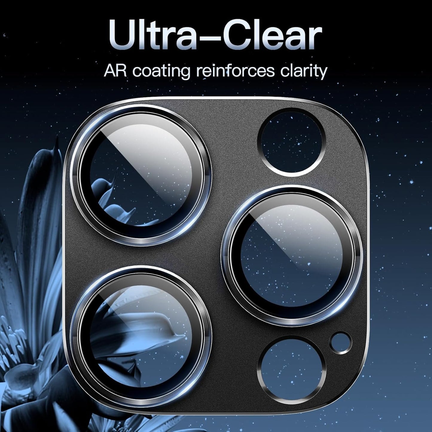 JETech Camera Lens Protector for iPhone 16 Pro 6.3-Inch and iPhone 16 Pro Max 6.9-Inch, Full Coverage 9H Tempered Glass Ring Cover, Matte Metal Plate, Case Friendly, 1-Pack (Black)