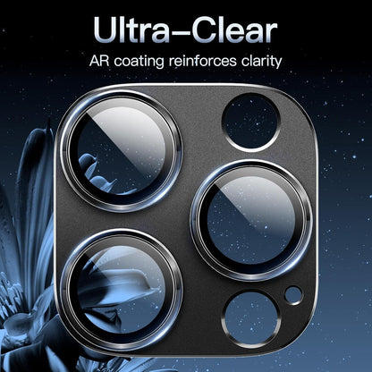 JETech Camera Lens Protector for iPhone 16 Pro 6.3-Inch and iPhone 16 Pro Max 6.9-Inch, Full Coverage 9H Tempered Glass Ring Cover, Matte Metal Plate, Case Friendly, 1-Pack (Black)