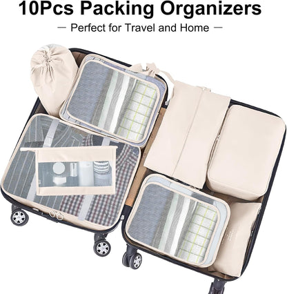 TXBOBECO Suitcase Organizer Set, 10 Pcs Packing Cubes for Suitcase Travel Accessories Suitcase Organizer Suitcase Clothes Bags Cosmetics Org