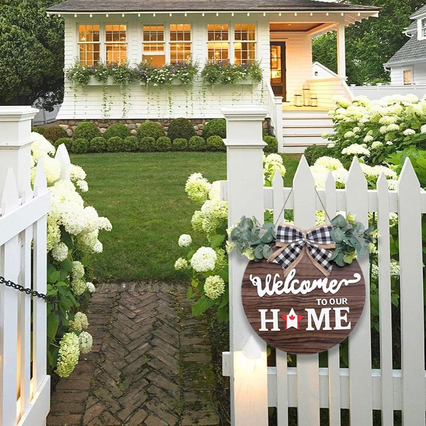 SWITTE 12 Interchangeable Seasonal Welcome Wreaths Sign Home Decor, Rustic Round Wood Wreaths Wall Hanging Outdoor, Porch, for Spring Summer Fall All Seasons Holiday Christmas Decoration (Brown)