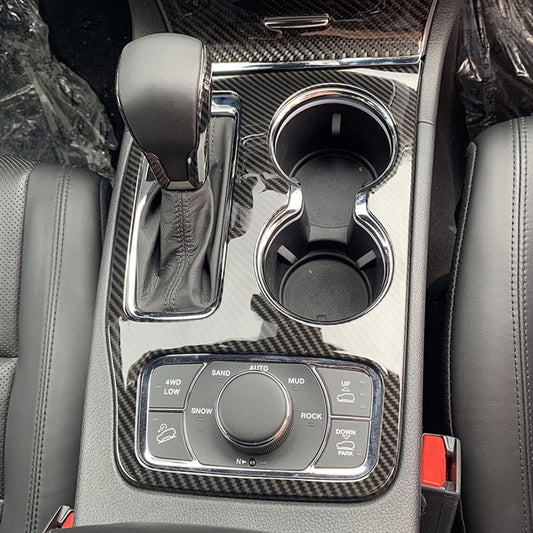 YOCTM For Jeep Grand Cherokee 2016 2017 2018 2019 2020 2021 Interior Accessories Gear Shift Cup Holder Cover Real Carbon Fiber Cup Holder Center Console Trim