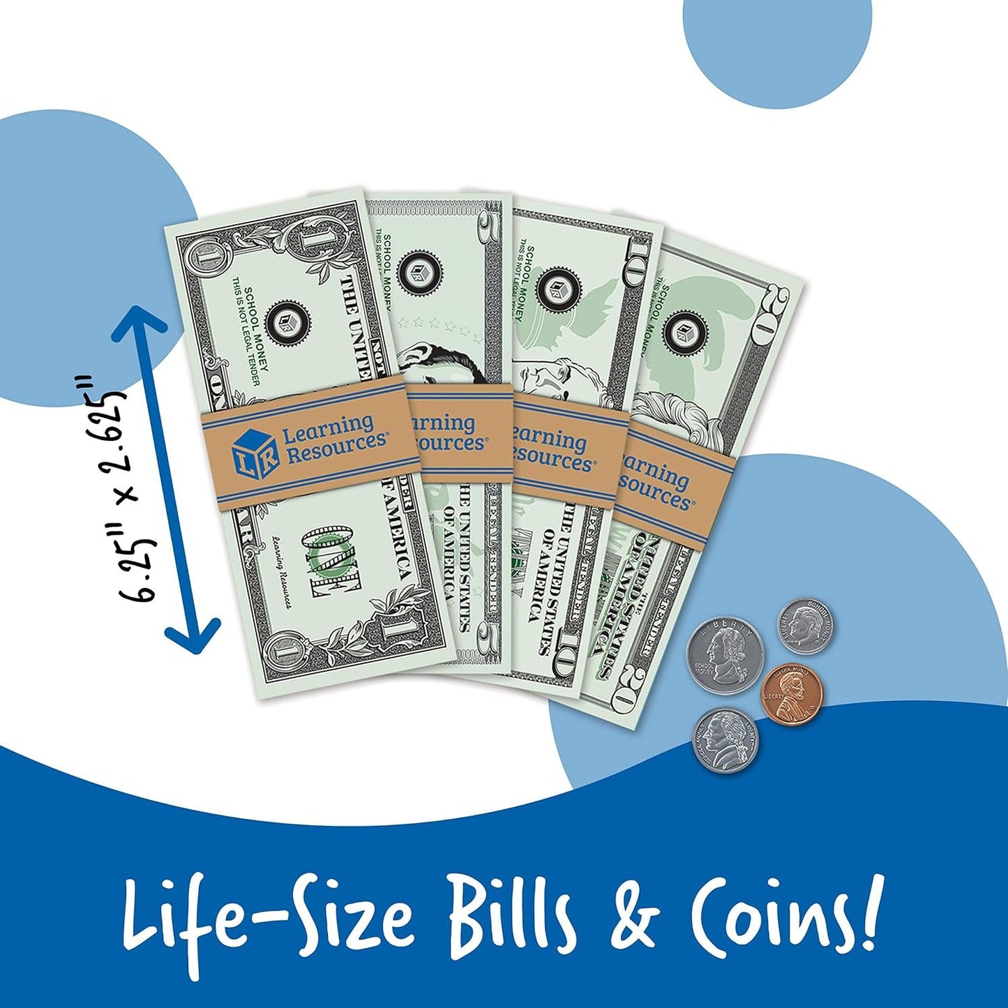 Learning Resources Pretend Play Money - 150 Pieces, Ages 3+ Play Money for Kids, Pretend Money for Kids, Play Money Set, Money and Banking Play Toys, Toddler Learning Toys