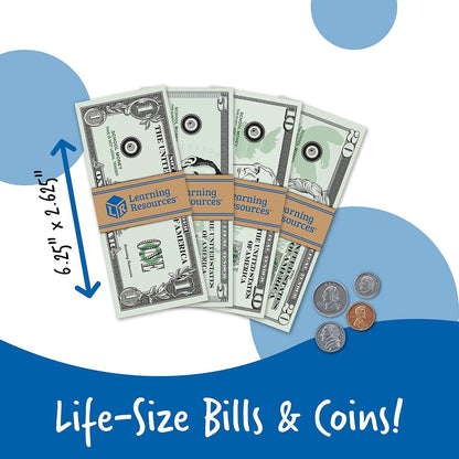 Learning Resources Pretend Play Money - 150 Pieces, Ages 3+ Play Money for Kids, Pretend Money for Kids, Play Money Set, Money and Banking Play Toys, Toddler Learning Toys