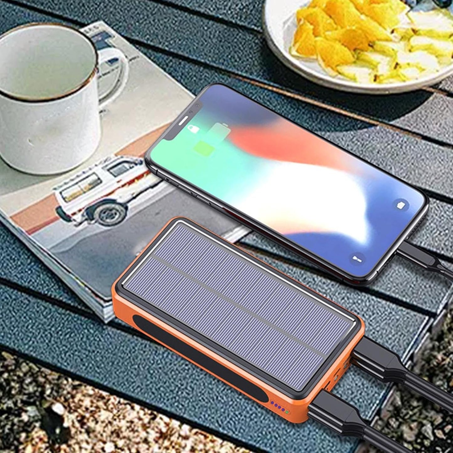 Solar Power Bank - Smartphone Panel Bank, Large Capacity Solar Charger Mobile Phone Powers, Support 4 Electronics Equipment for Adults Teens Men Women Students Commuting
