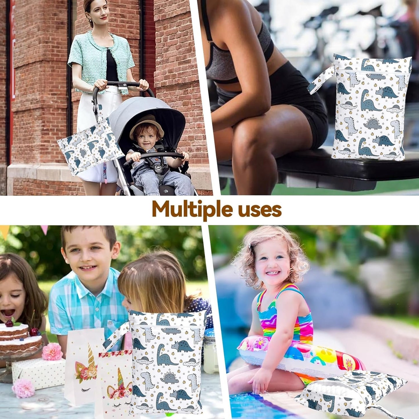 Wet Bag, 3 Pack Waterproof Wet Bags for Travel and Gym - Smell Proof Travel Essentials for Women, Dry Bags for Toiletries, Vacation Laundry, and Diaper Bag Storage.