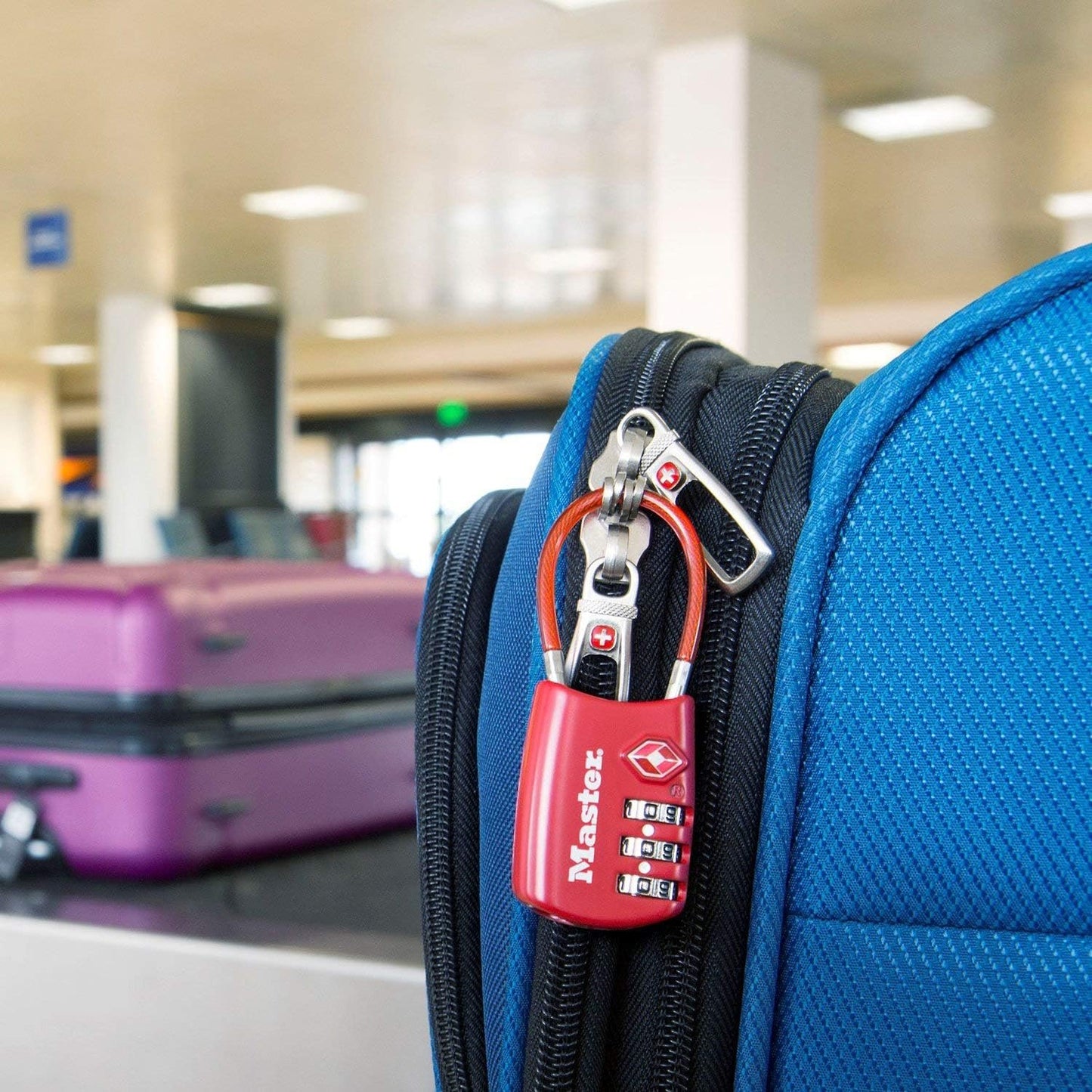 Master Lock TSA Accepted Combination Flex Cable Lock, Keyless with 3 Dial Combination Security, for Baggage, Backpack, Suitcase Lock, Travel Security and Luggage Protection