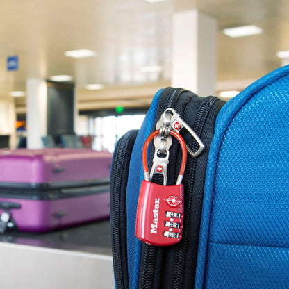 Master Lock TSA Accepted Combination Flex Cable Lock, Keyless with 3 Dial Combination Security, for Baggage, Backpack, Suitcase Lock, Travel Security and Luggage Protection
