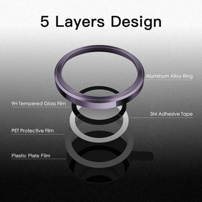 JETech Camera Lens Protector for iPhone 14 Pro 6.1-Inch and iPhone 14 Pro Max 6.7-Inch, 9H Tempered Glass Metal Individual Ring Cover, HD Clear, 1 Set (Deep Purple)