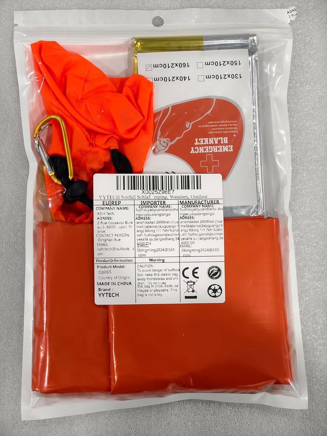 YYTECH Emergency Sleeping Bag, Rescue Blanket, Rescue Film, Gold, 210 x 160 cm, Survival Sleeping Bag, Bivouac Bag, Waterproof, Portable Emergency Blanket, Cold Protection, Rescue Tent for Camping,