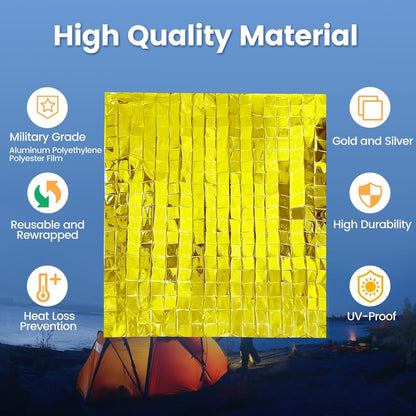 Milifox 6 Pack Emergency Thermal Blankets, Survival Blankets Reflective First Aid Blanket for Camping Hiking Outdoor Warm Insulated Heat Insulation and Waterproof
