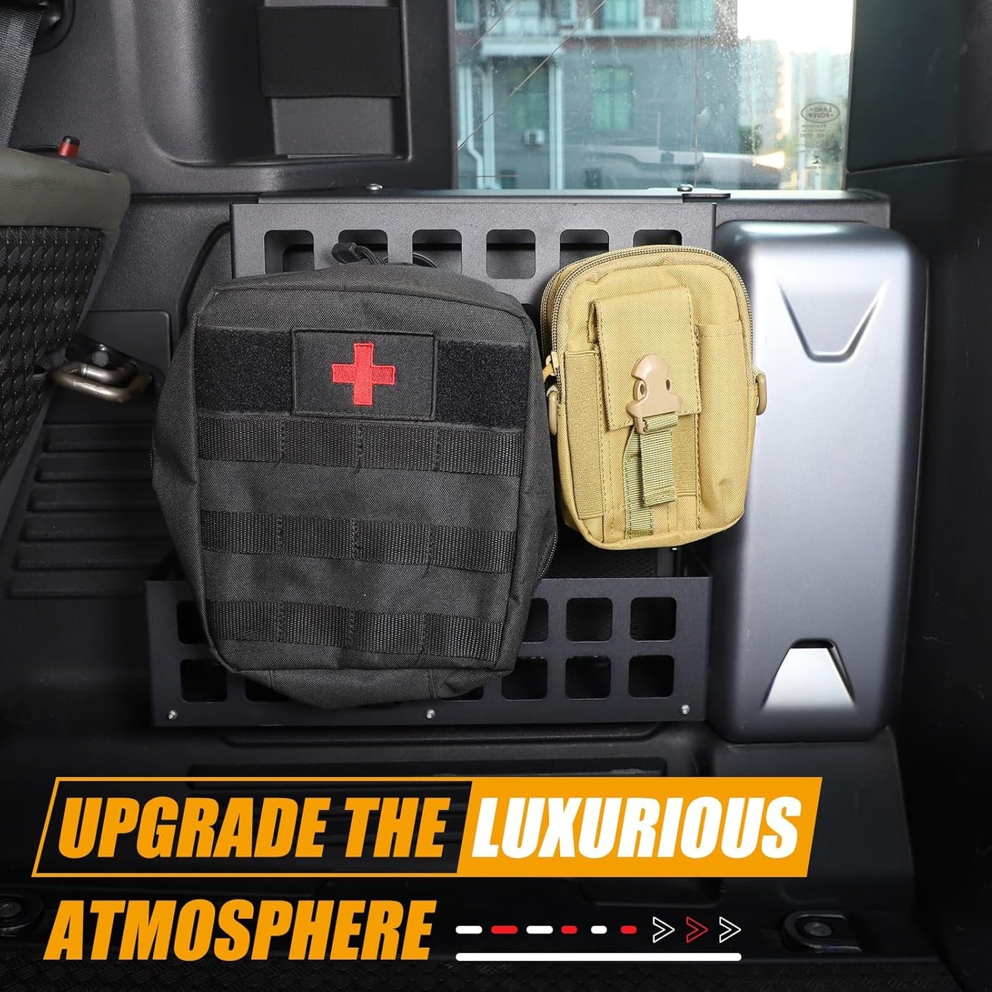 Bekantogy Trunk Right Organizer Compatible with Land Rover Defender 110 2020-2024 Aluminum Alloy Shelf Trunk Right Side Organizer Storage Box Basket Accessories