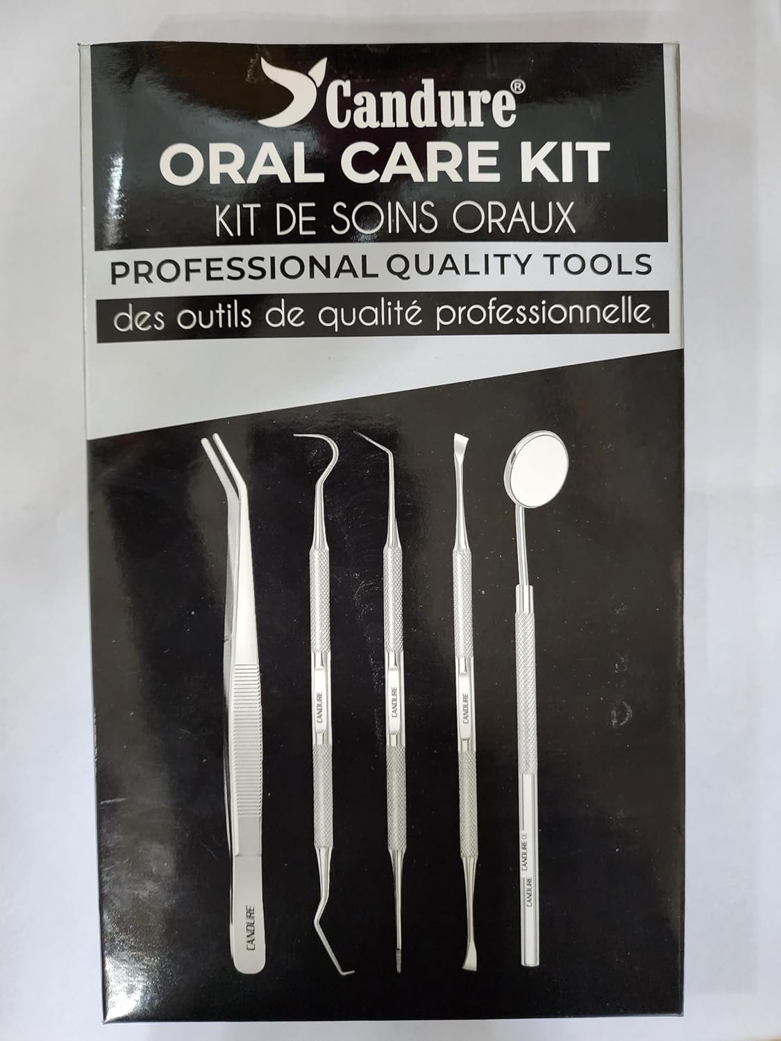 Candure Dental Tools - Professional Teeth Cleaning Kit, Stainless Steel Dental Picks, Plaque Remover, Tartar Scraper, Dental Mirror, Tooth Scraper, Dental Hygiene Kit - with Case