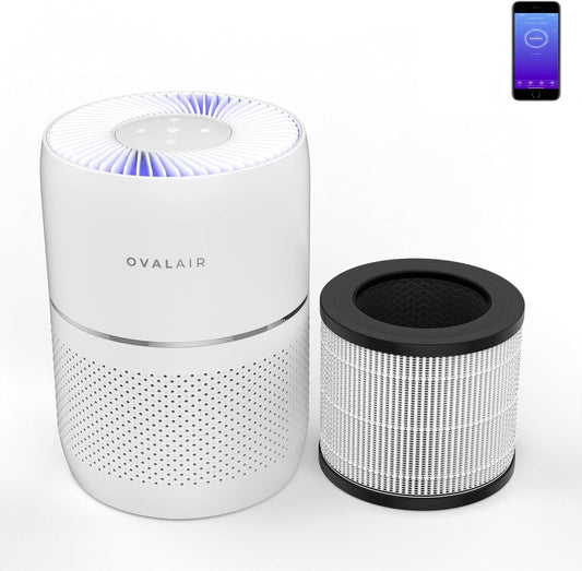 AIR2000A 3-Stage H13 Smart True HEPA Desk Air Purifier for Rooms up to 150 sq. ft. reduces Pet Odor, Smoke, White
