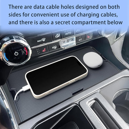 Center Console Compartment Cover for Ford F150 Accessories 2021-2024 2025/Lightning XLT 2022-2024 Interior Hidden Panel Secret Pocket Lid USB Hole (Fits into The Open Pocket in Front of The Shifter)