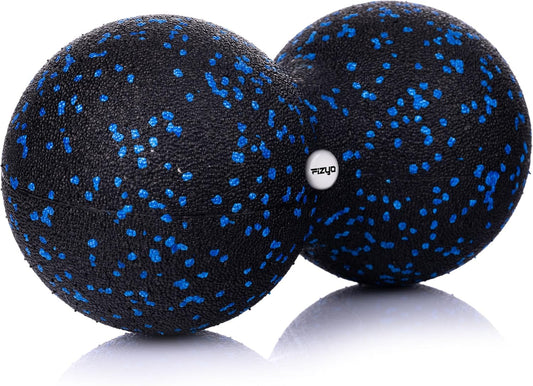 FIZYO Double EPP Massage Ball 24 x 12 cm - Large Muscle Massager for Back, Neck, Legs and Trigger Point, Physical Therapy, Yoga, CrossFit, Pilates, Recovery and Rehabilitation - Black, Blue