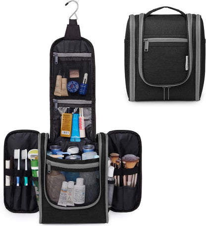 Narwey Hanging Travel Toiletry Bag Cosmetic Make up Organizer for Women and Men (Medium, Black)