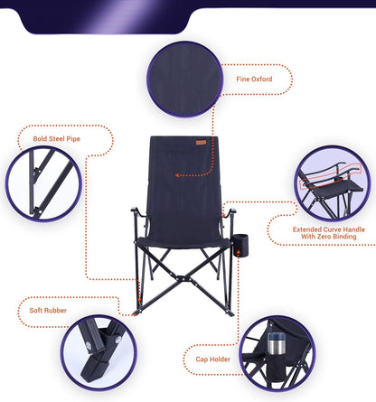 Nice C Lawn Chairs, Outdoor Chair, Camping Chair, Chaise de Camping, Patio Chair, Folding Chair, High Back Camping Chair, High Back Lawn Chair, Compact Chair with Cup Holder & Carry Bag (1-P Black)