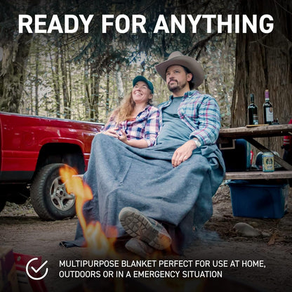 72HRS Wool Blanket, Washable, Durable, Warm, Lock Stitching, 2.0 lbs, 51” x 80”, Autumn, Winter, Survival Kit, Emergency, Recreational Use (50% Wool, 1 Pack)