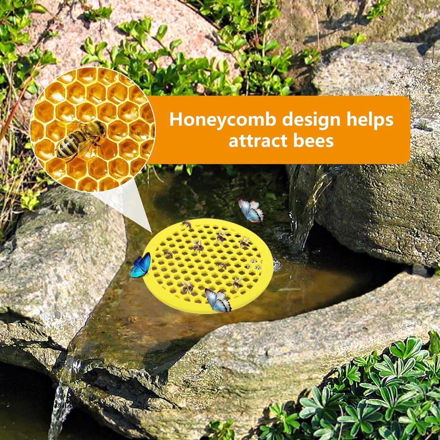 4Pcs Round Bee Feeder Bee Watering Station, Butterfly Drinking Station for Garden, Bee Feeders for Outside, Cups for Garden Bath Suitable for Bee Feeding, Outdoor Garden Decoration